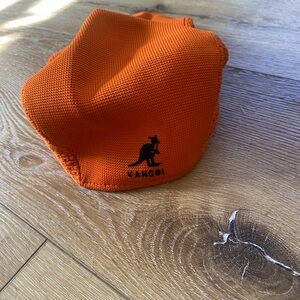 Vintage Kangol Bright Orange Knit Cap with Black Logo